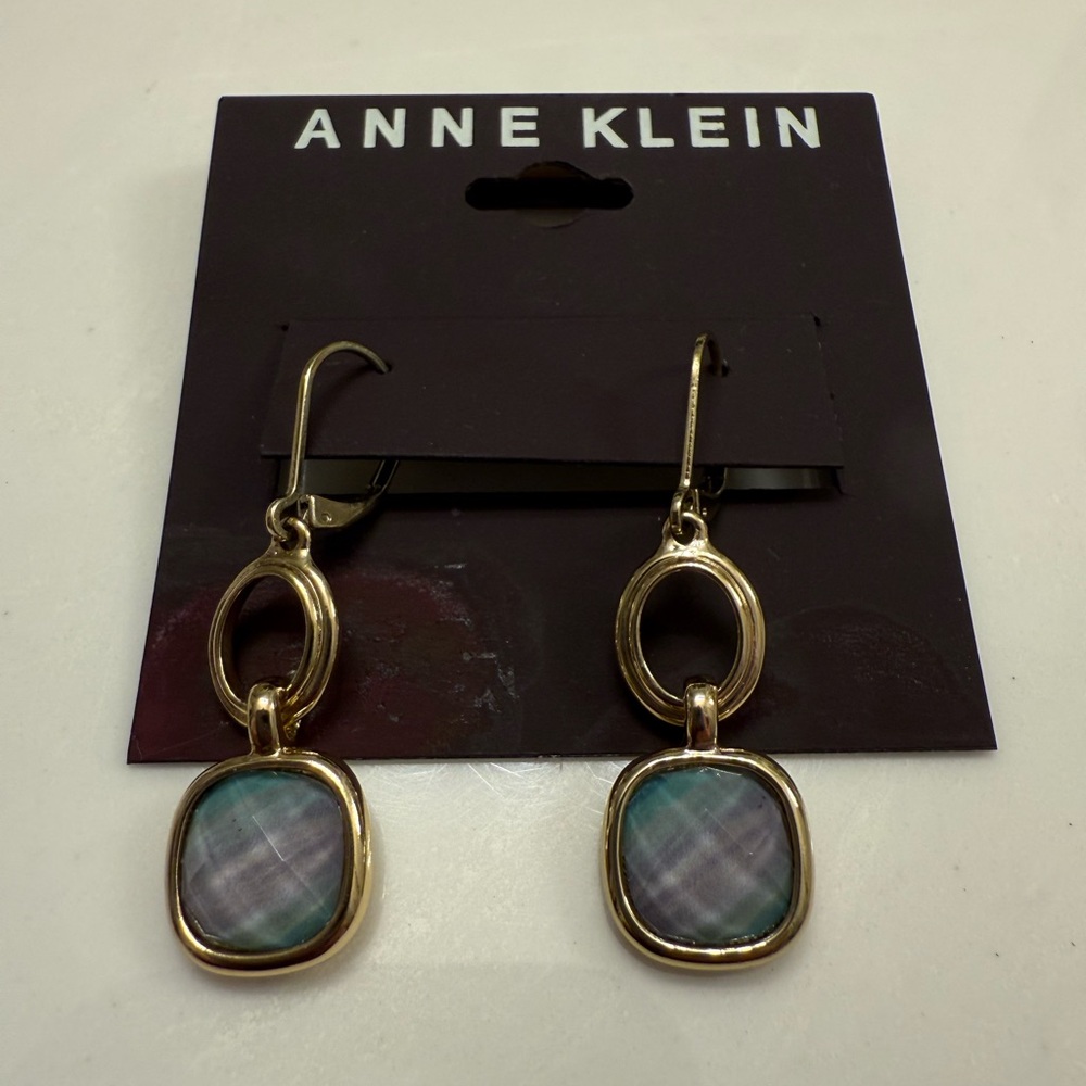 Anne Klein Gold Earrings with Blue and Purple Accents